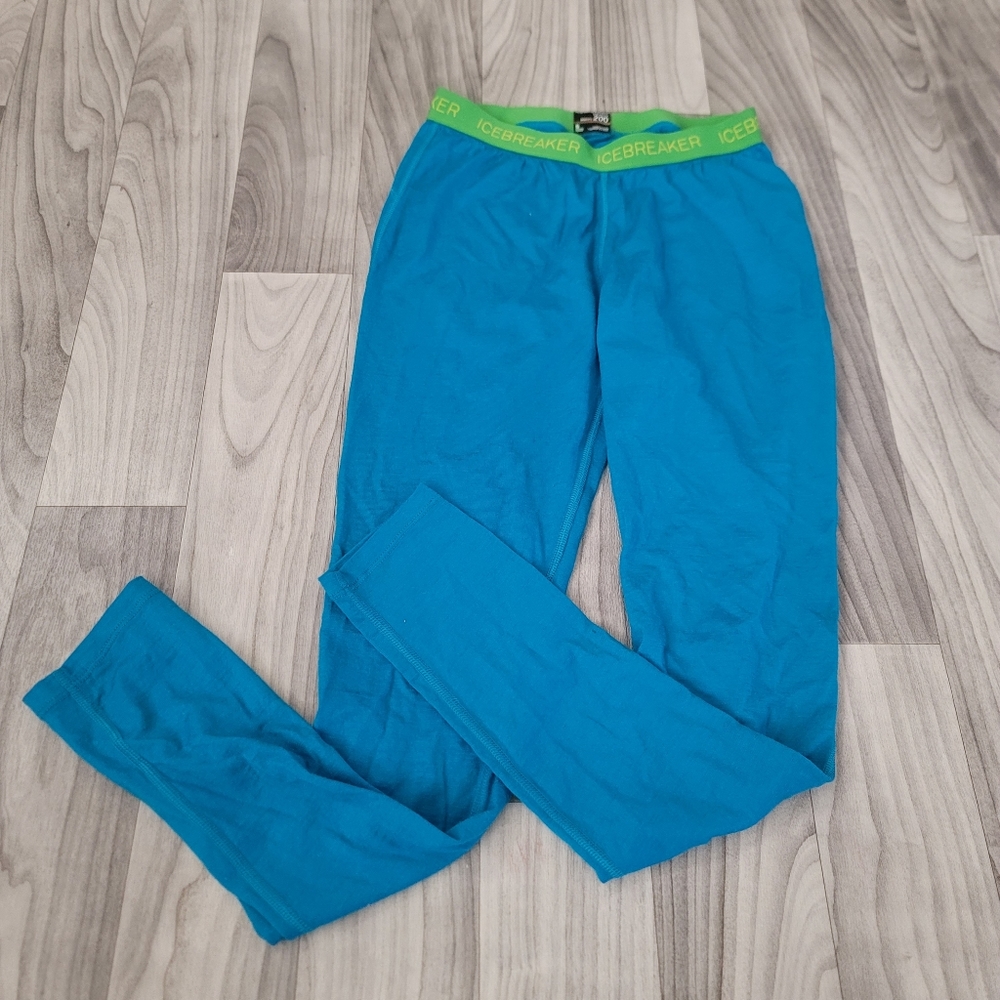 Icebreaker Bodyfit 200 Base Layer Leggings Women's S Pull On Merino Wool Blue